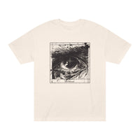 Under Surveillance engraved eye crosshair graphic tee beige — Apex Archive streetwear